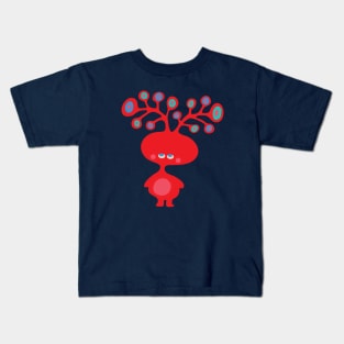 TREE HEADS Cute Red Imaginary Kids Kawaii Monster with Funny Antlers - UnBlink Studio by Jackie Tahara Kids T-Shirt